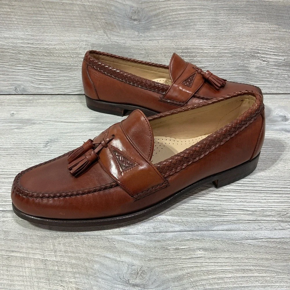 Allen Edmonds Maxfield Shoes Mens Size 11.5D Brown Leather Tassel Loafer Slip On